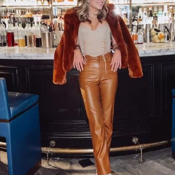 MINKPINK Faux Fur Jacket Size SMALL in Ginger New with tag $189 - Picture 9 of 12